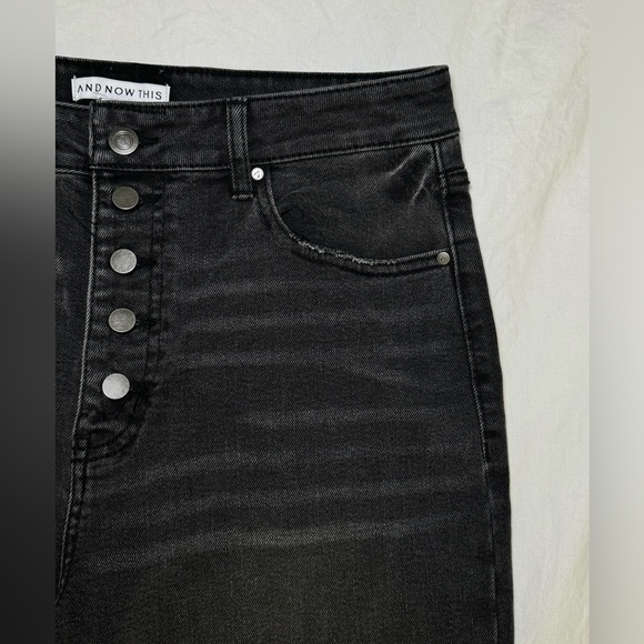 NWOT And Now This Jeans High Waist Wide-Leg Rip Crop Black Wash Size 31 Vintage - Picture 16 of 16
